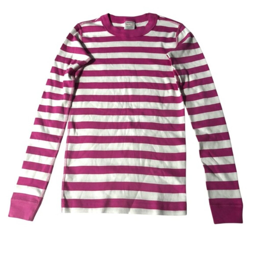 Hanna Andersson Top Girls 12 Organic Cotton Pajamas Magenta Pink White Striped